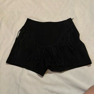 Vintage suede fringe black shorts